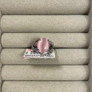 Rose Pink Tiger Eye 925 Silver Adjustable Ring